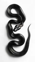 Naklejka premium Detailed Illustration of Black Mamba Snake Weaving Downward on White Vector Background