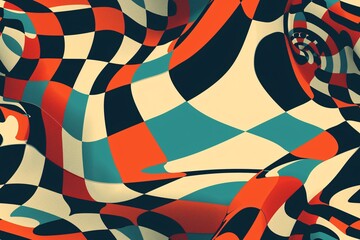 Fototapeta premium Abstract Checkerboard with 3D Swirls