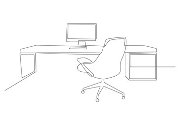 Home office concept one-line drawing