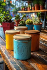 stylish ad photo shoot ultra modern small wooden brightly painted box on a a table 