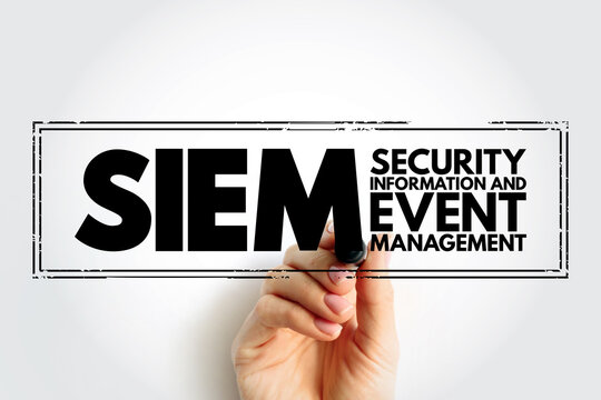 SIEM - Security Information and Event Management supports threat detection, compliance and security incident management through the collection and analysis of security events, text concept stamp