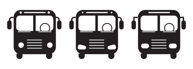 Bus Icons set. Public transport symbol. Isolated graphic front illustration bus symbols. Bus icon in vector design flat style