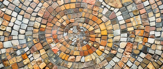 Fototapeta premium Panoramic close-up, high detail scan of mosaic pattern texture, Generative AI