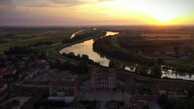 Aerial View Over Mesola, Province of Ferrara, Emilia-Romagna, Italy