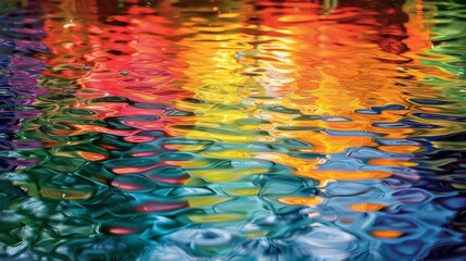 A stunning photo showcasing the interplay of colorful reflections on water