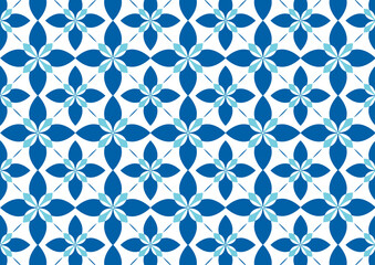 Blue Flower Geometric Tile Pattern Background