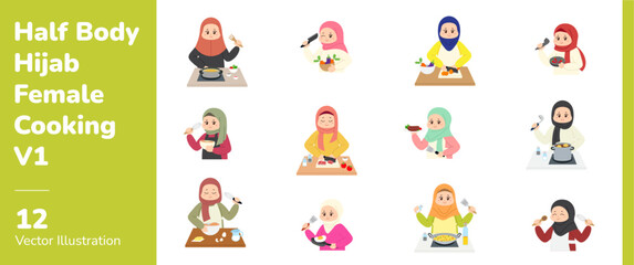 Half Body HIjab Female Cooking Character 1