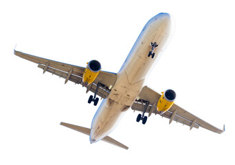 Modern airplane on isolated white background
