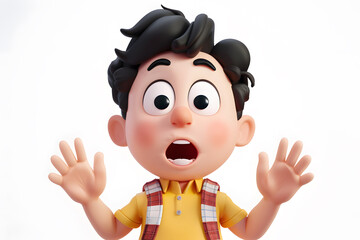 Cartoon Boy in Surprise