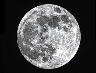 Fototapeta premium The full moon is large and bright, with the whole body visible on a black background. 
