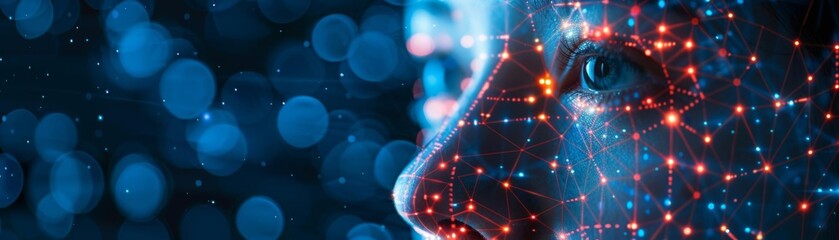Biometric identification system with facial recognition and fingerprint scanning, highlighting secure access control