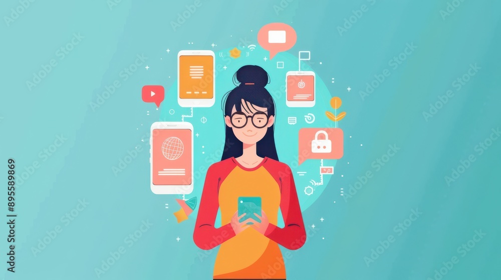 Poster personalized lessons on mobile app, user interaction