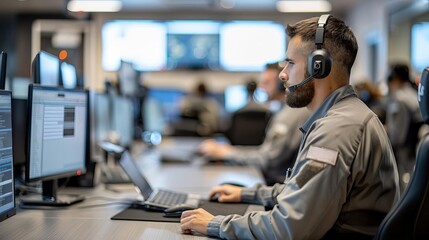 State-of-the-art operations center with teams coordinating cybersecurity efforts, highlighting seamless protection management