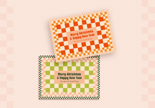 Holiday Card with Checkered Pattern