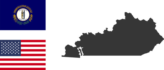 Kentucky state of USA. Kentucky flag and territory. States of America territory on white background. Separate states. Vector illustration