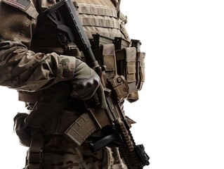 Military Person Holding Rifle