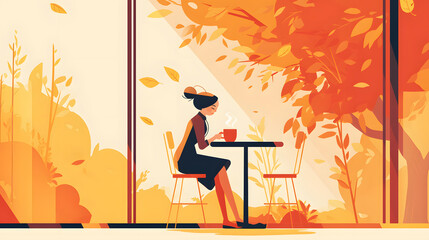 Autumn indoor coffee time