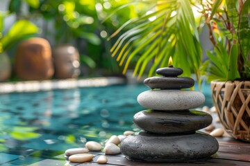 Obraz premium A serene outdoor setting for reflexology therapy offers a perfect blend of vitality and calmness.