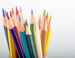 Fototapeta premium Close-Up View of Colorful Pencils with Copy-Space