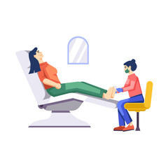 Character based flat style illustration of pedicure 

