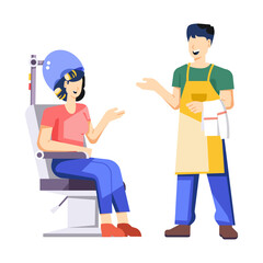 A flat character illustration of hair steamer 

