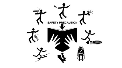 safety precaution at workplace, black isolated silhouette