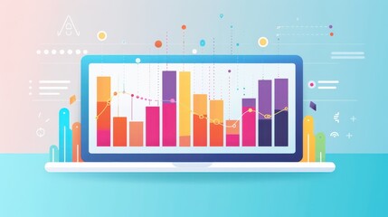 Fototapeta premium Screen showing adaptive learning data, charts and graphs