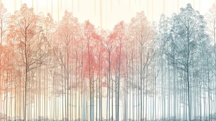 A unique abstract image of an autumn forest with blurred vertical lines