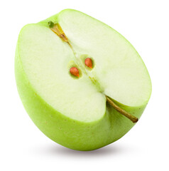 piece of green apple isolated on white background. clipping path
