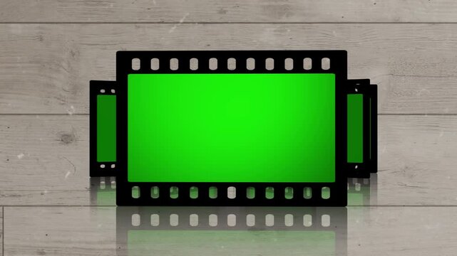 Advertising display on Film old album gallery Commercial Green Screen promotion space, animated slideshow horizontal