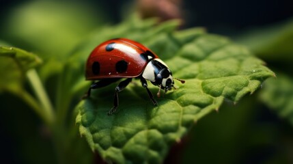 Naklejka premium Ladybug on a Leaf