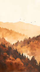 Autumn forest mountain scenery