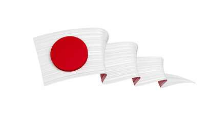 Abstract Japan flag ribbon isolated background Red and White 3d illustration
