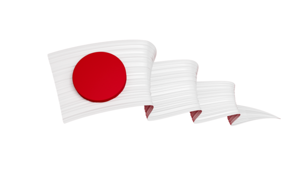 Abstract Japan flag ribbon isolated background Red and White 3d illustration
