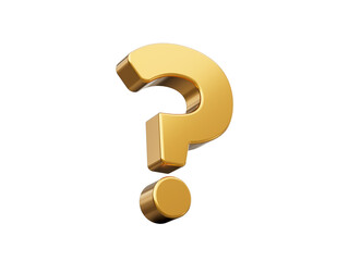 Golden shining metallic 3D question mark isolated on white 3d illustration
