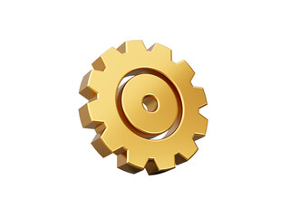 Gold yellow gear setting icon 3d illustration
