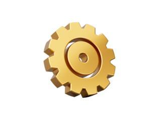 Gold yellow gear setting icon 3d illustration
