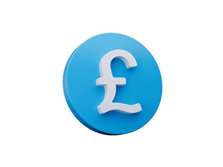 Pound icon blue, isolated on Blue background 3d illustration
