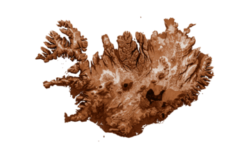 Map of Iceland in old style, brown graphics in a retro style Vintage Style. High detailed 3d illustration
