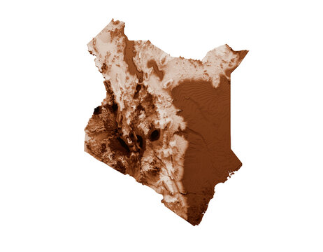 Map of Kenya in old style, brown graphics in a retro style Vintage Style. High detailed 3d illustration
