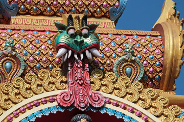 Head of Kirtimukha on the dome of a Hindu temple.