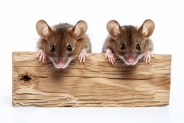 two mice holding a poster