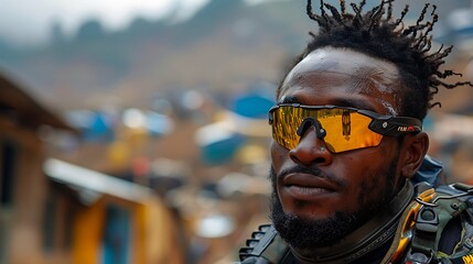 High-definition capture of an athlete with prosthetic limb, in action, determination visible, 