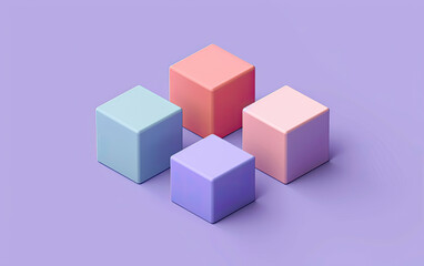 Obraz premium 3d render of a cube on purple background. Created with Ai