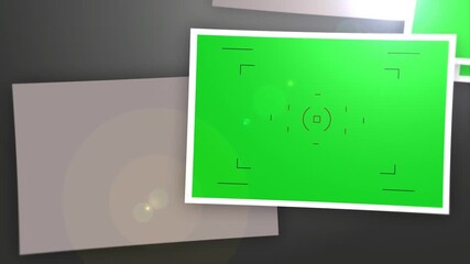 Photography gallery memory Green Screen camera frame, marketing animated slideshow horizontal
