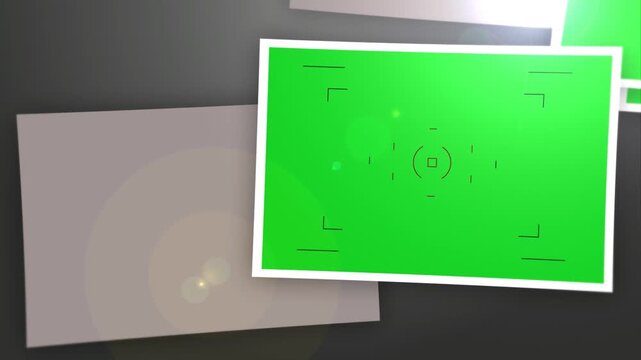 Photography gallery memory Green Screen camera frame, marketing animated slideshow horizontal