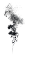 vertical black smoke flowing upward on transparent background