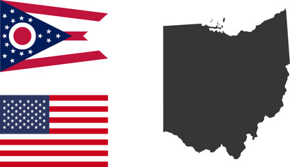 Ohio state of USA. Ohio flag and territory. States of America territory on white background. Separate states. Vector illustration