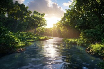River editing for landscape beauty involves enhancing the natural features of a river to showcase its visual appeal in the landscape. 