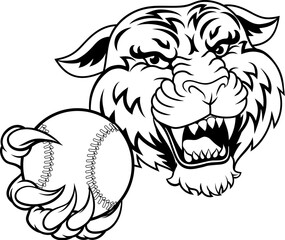 A tiger animal baseball or softball sports team cartoon mascot